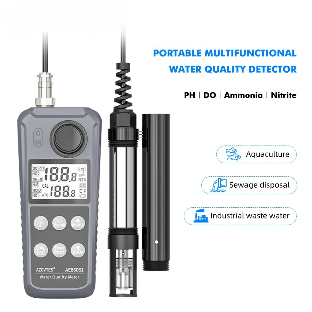 Do Oxygen Meter - AE86061 Multiparameter DO/PH/Temp/Ammonia/Nitrite Dissolved Oxygen Meter